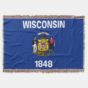 Wisconsin Statlig flagga Print Patriotic Filt