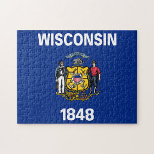 Wisconsin Statlig flagga Puzzle Pussel