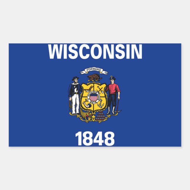Wisconsin Statlig flagga Rektangulärt Klistermärke (Framsida)