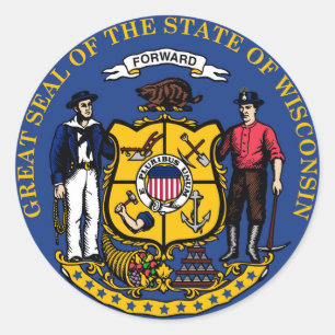 Wisconsin statlig flagga säl förenade america land runt klistermärke