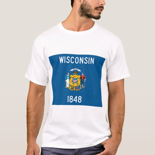 Wisconsin statlig flagga t-shirt (Framsida)