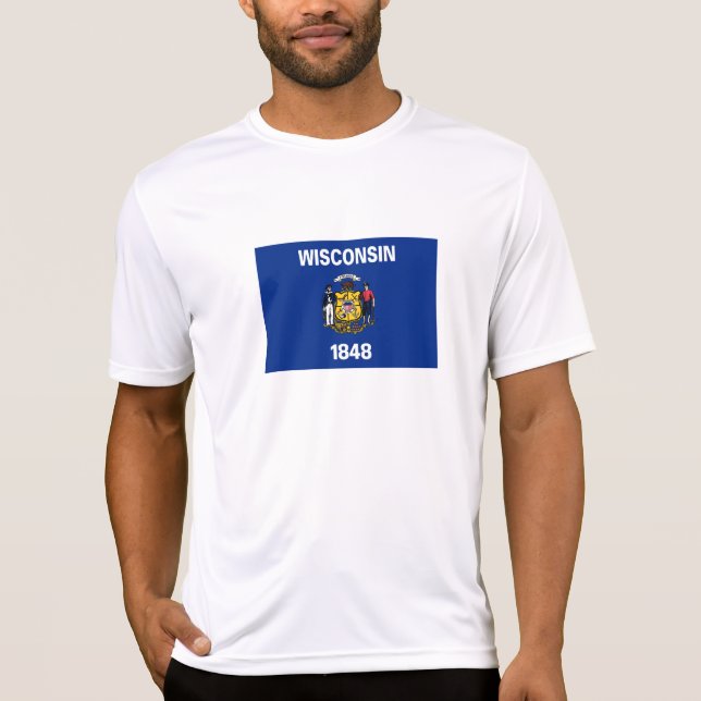 Wisconsin Statlig flagga T Shirt (Framsida)