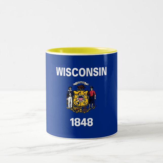 Wisconsin Statlig flagga Två-Tonad Mugg (Center)