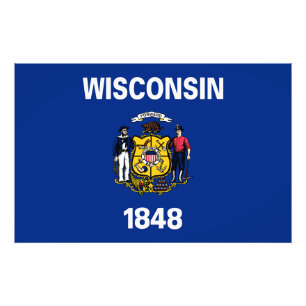 Wisconsin Statlig flagga USA Fototryck