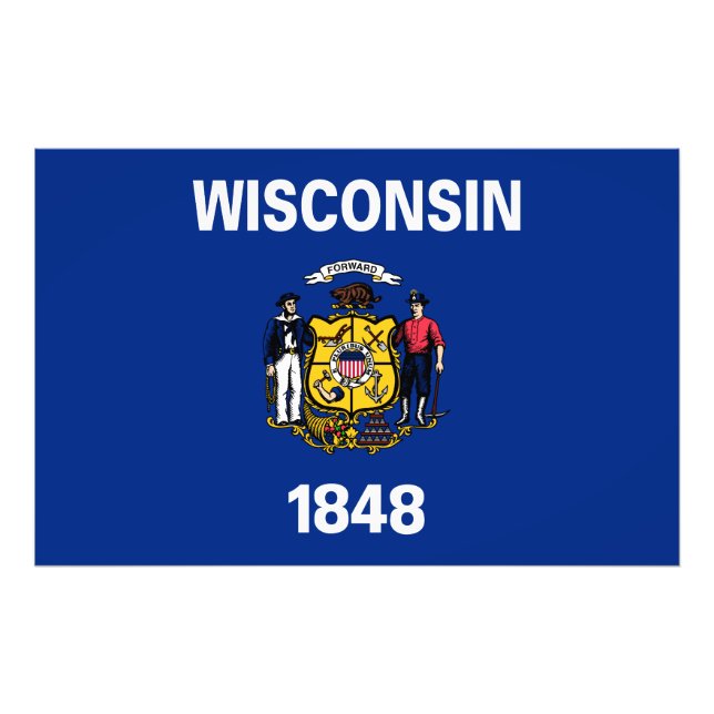 Wisconsin Statlig flagga USA Fototryck (Framsidan)