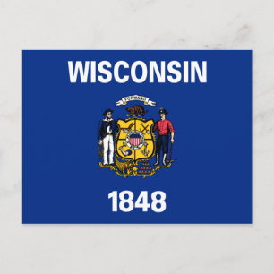 Wisconsin Statlig flagga Vykort