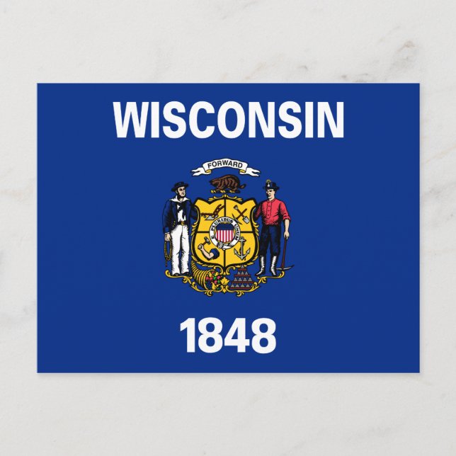 Wisconsin Statlig flagga Vykort (Framsida)