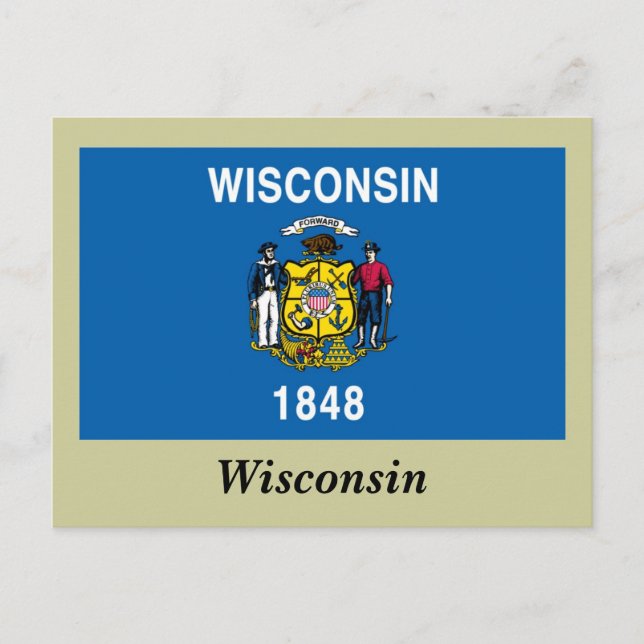 Wisconsin Statlig flagga Vykort (Framsida)