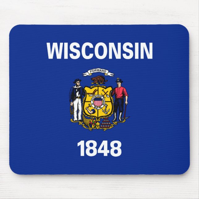 Wisconsin statlig flaggadesign musmatta (Framsidan)