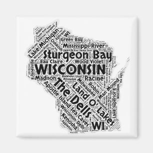 Wisconsin statligt ordmoln magnet