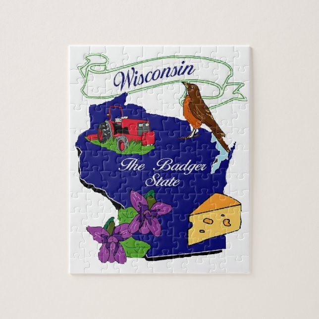 Wisconsin statligt pussel 8x10 ", (Vertikal)