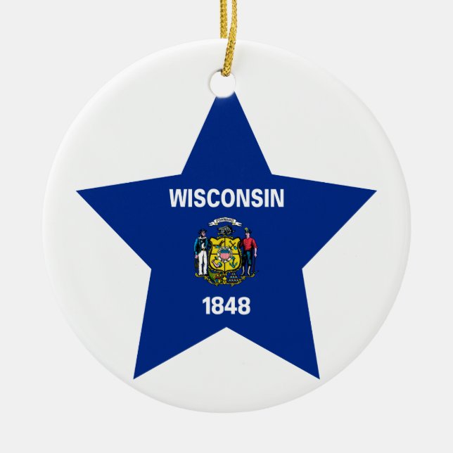 Wisconsin stjärna julgransprydnad keramik (Framsidan)