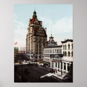 Wisconsin Street in Milwaukee - 1 900 Photochrom Poster