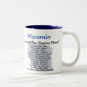 Wisconsin symboler & karta Två-Tonad mugg