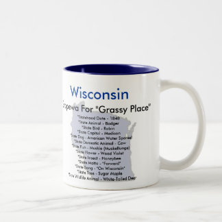 Wisconsin symboler & karta Två-Tonad mugg