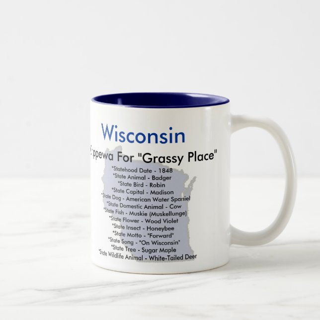 Wisconsin symboler & karta Två-Tonad mugg (Höger)