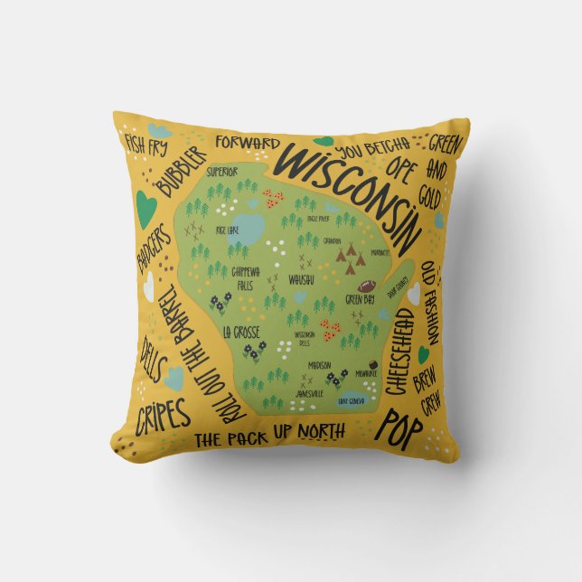 Wisconsin-tema Pillow Kudde (Framsida)