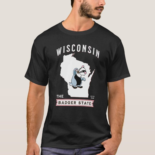 Wisconsin the Badger State, inrättad 1848 T Shirt (Framsida)