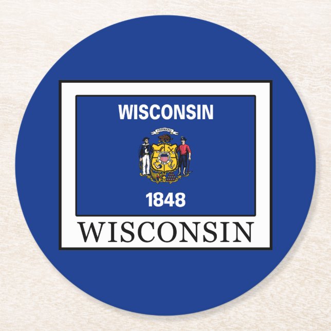 Wisconsin Underlägg Papper Rund (Framsidan)