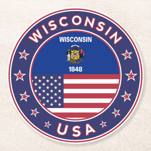 Wisconsin Underlägg Papper Rund (Framsidan)