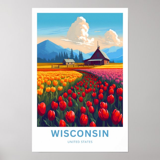 Wisconsin United Stater Travel Print Poster (Framsidan)