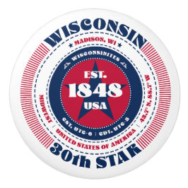 Wisconsin US State Rött vitt blått Typography Knopp
