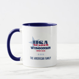 Wisconsin USA 1848 Blue Star Personlig mugg