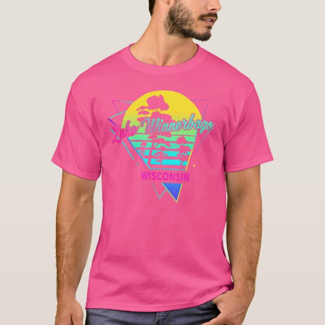 Wisconsin  USA Nostalgisk Retro Sjö Winnebago T Shirt (Framsida)