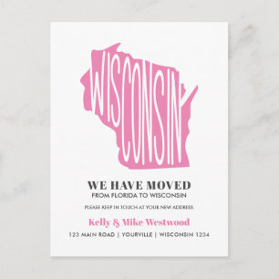 WISCONSIN Vi har flyttat Ny adress New Home Postca Vykort