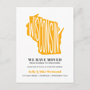 WISCONSIN Vi har flyttat Ny adress New Home Postca Vykort