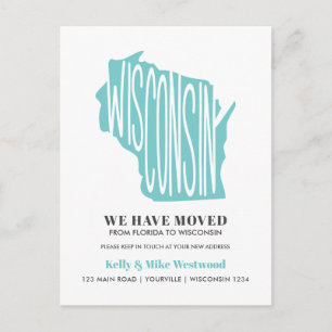 WISCONSIN Vi har flyttat Ny adress New Home Postca Vykort