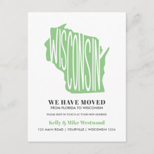WISCONSIN Vi har flyttat Ny adress New Home Postca Vykort