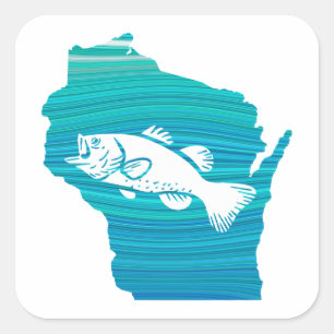 Wisconsin vinkar fiske fyrkantigt klistermärke