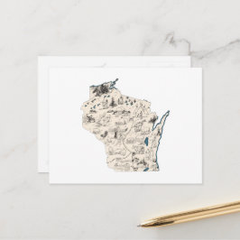 Wisconsin Vintage Bild Karta Antique State Chart Vykort