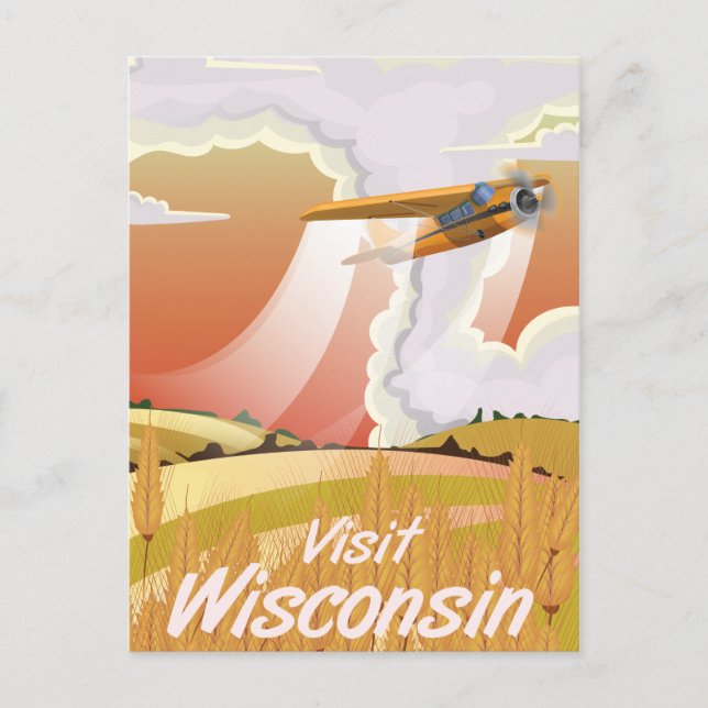 Wisconsin vintage-resaaffisch vykort (Framsida)