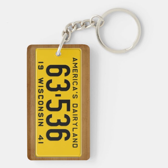 Wisconsin vintageregistreringsskylt 1941 Keychain (Baksidan)