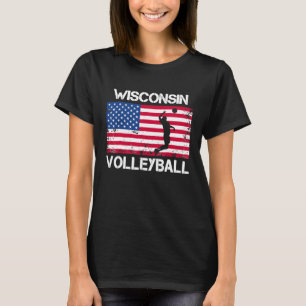 Wisconsin Volleyball Team American Flagga Gif T Shirt