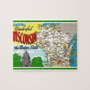 Wisconsin vycard Karta Jigszle Puzzle Pussel