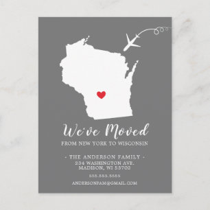WISCONSIN-vykort för flytta-meddelande Vykort