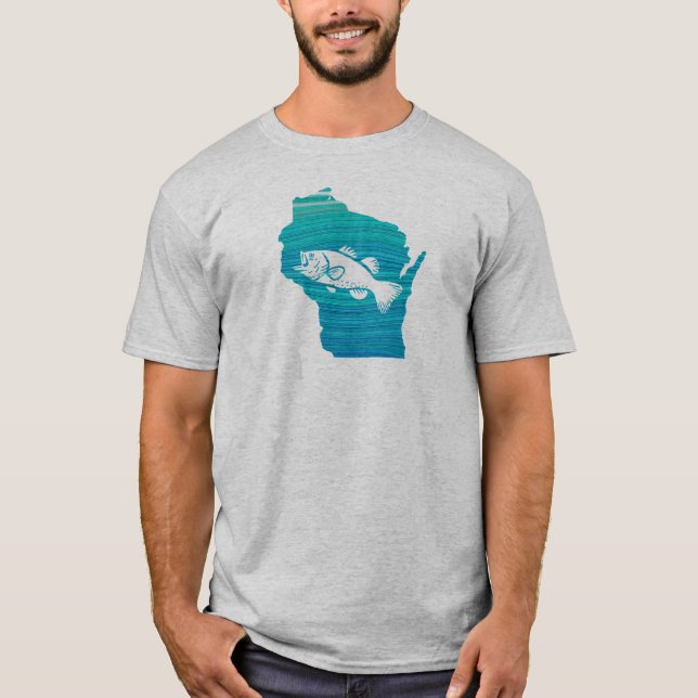 Wisconsin Wave Fishing T Shirt (Framsida)