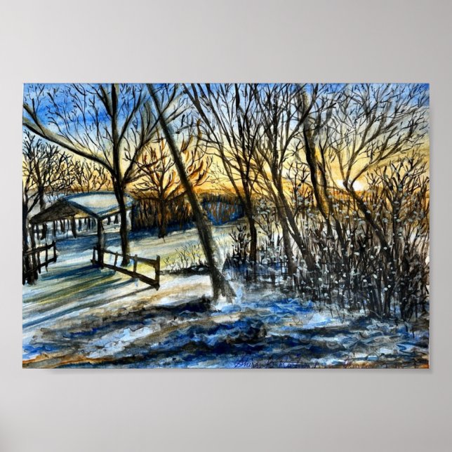Wisconsin Winter Sunset by Shira B Poster (Framsidan)