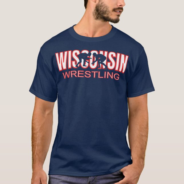 Wisconsin Wrestling Team Coach Wrestler State T Shirt (Framsida)