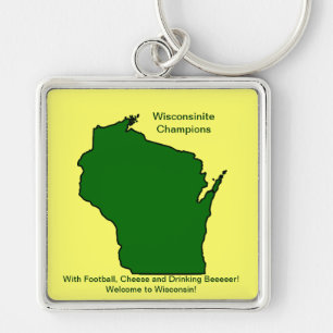 Wisconsinite Champions Football, Cheese and Beer Fyrkantig Silverfärgad Nyckelring