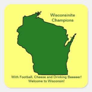 Wisconsinite Champions Football, Cheese and Beer Fyrkantigt Klistermärke