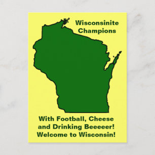 Wisconsinite Champions Football, Cheese and Beer Vykort
