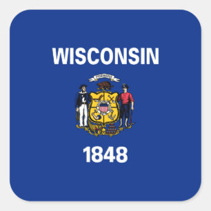 Wisconsinite Flagga, Flagga av Wisconsin Fyrkantigt Klistermärke
