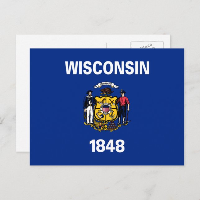 Wisconsinite Flagga, Flagga av Wisconsin Vykort (Fram/baksida)