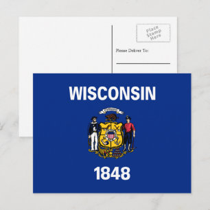 Wisconsinite Flagga, Flagga av Wisconsin Vykort