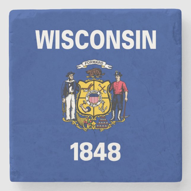 Wisconsins delstatsflagga stenunderlägg (Framsidan)