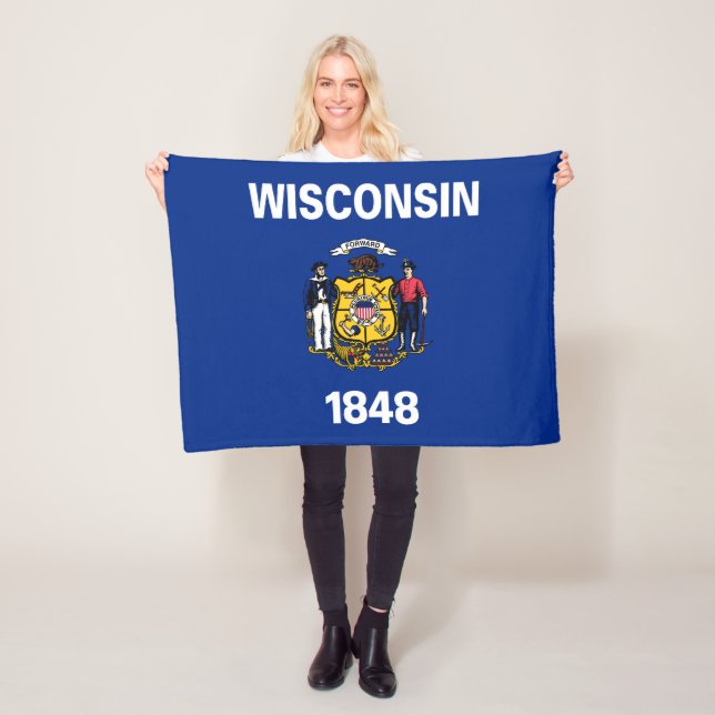Wisconsins statsflagga fleecefilt (På plats)